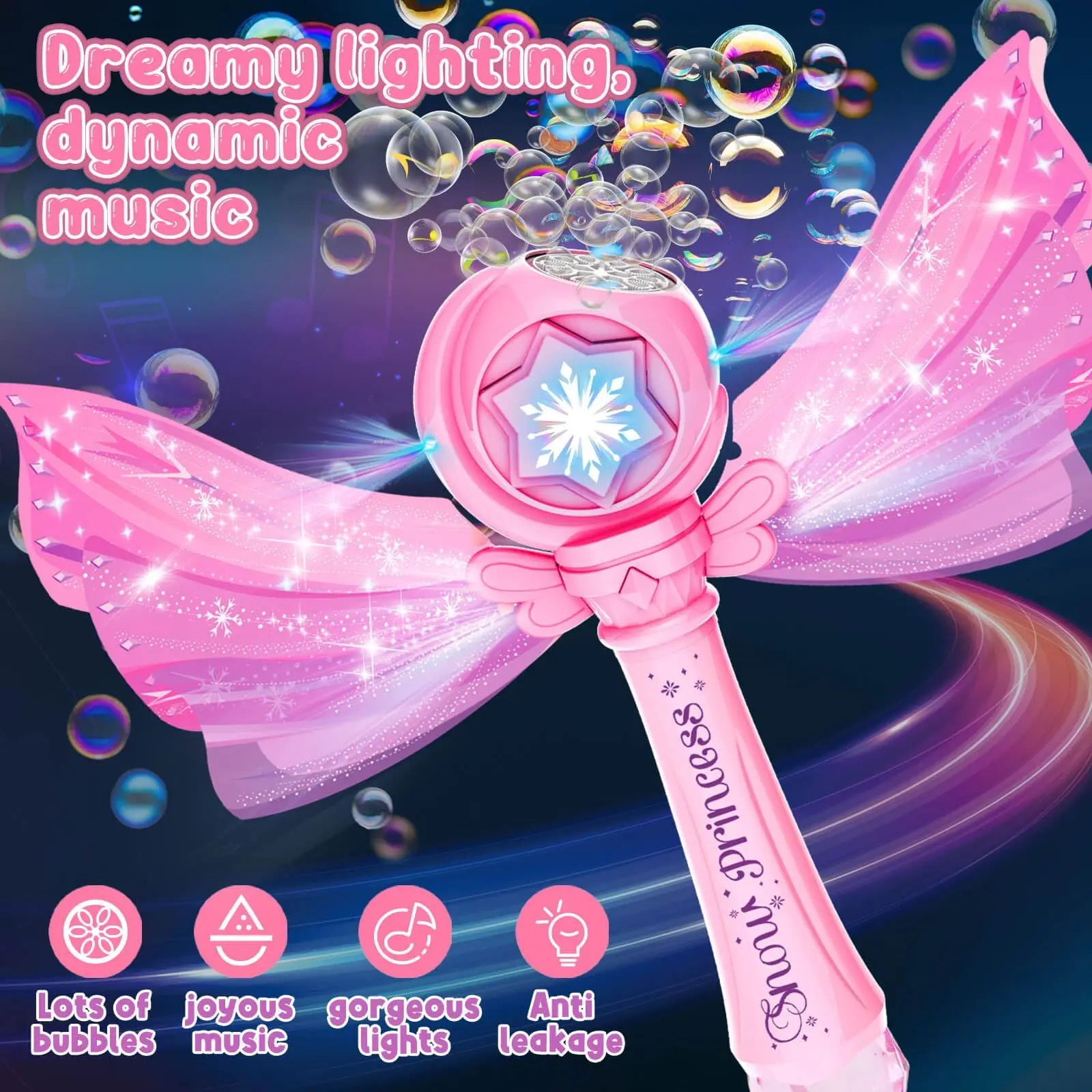 Kinderbubbelstaafje voor meisjes vanaf 3 jaar, oplichtende bellenstokje voor kleine meisjes, 3 jaar oud kinderspeelgoed - bubbelfeestcadeau