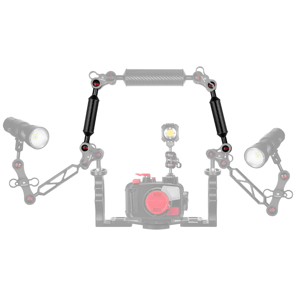 D25mm Dual Ball Carbon Fiber Underwater Float Buoyancy Arm for Gopro DJI Diving Tray Video Light/Strobe Floating System Mount