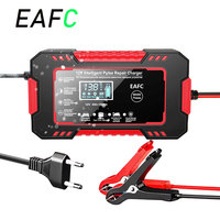 12V 6A Smart Pulse Battery Charger with LCD Display Fast Charge for AGM/GEL/Lead-Acid Deep Cycle Car & Motorcycle Batteries