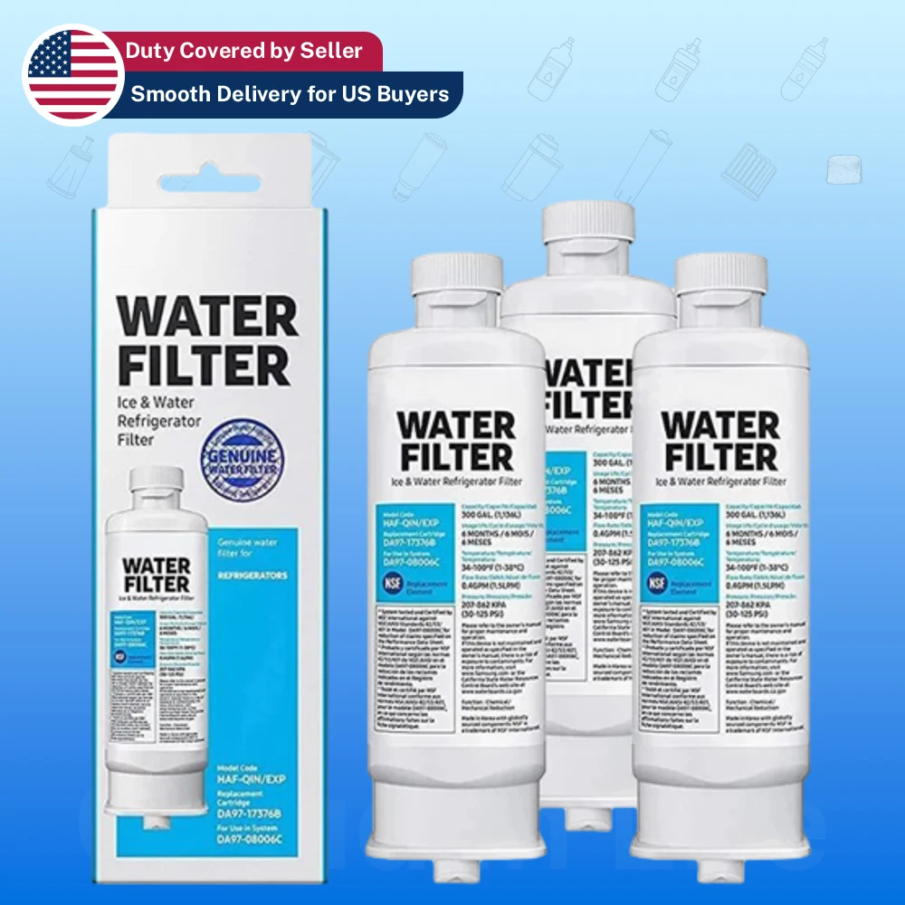 3 Pack Refrigerator Water Filter Set Fit For Samsung DA97-17376B HAF-QIN EXP Genuine Cartridge Compatible Replacement System