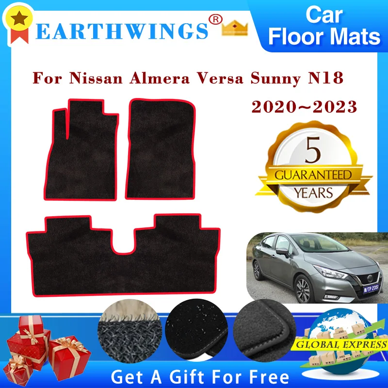 For Nissan Almera Versa Sunny N18 2020 2021 2022 2023 Floor Mats Panel Footpads Carpets Cover Foot Pads Car Interior Accessories