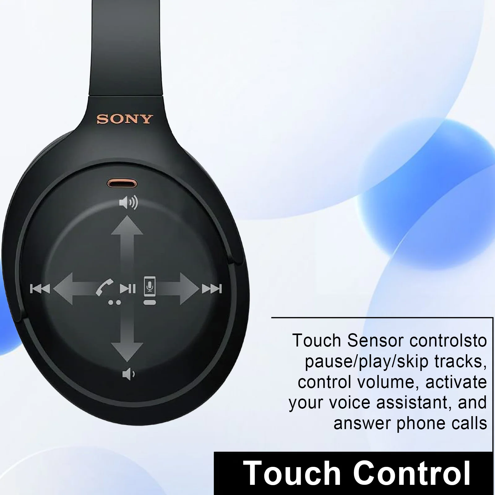 Sony WH-1000XM4/B Wireless Headphone, Noise Canceling, Foldable Over the Ear Headset, Built-in Microphone Headphone, Black image 3