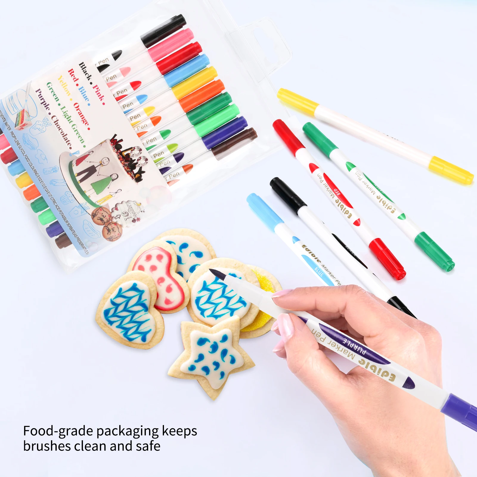 Double Sided Food Grade Gourmet Writers Food Coloring Marker Pen Children\'s DIY Toys Gourmet Writers Drawing Tools Marker Pen