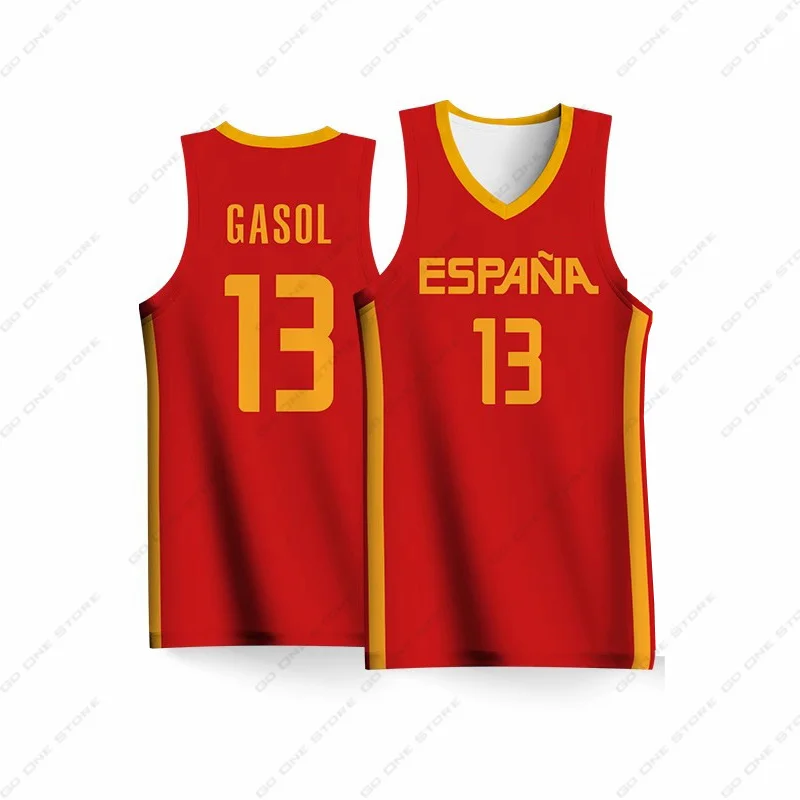 2024 Espain Basketball Fan Jersey Kids Oversized Sports Training Jersey Men's And Women's Quick-Drying Sleeveless Shirt Tops