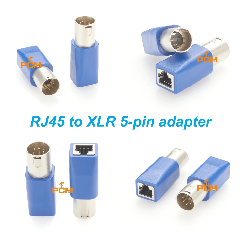 RJ45 to  XLR 5pin 5 Pin plug Cat5e 8P8C Connector Converter DMX over Ethernet Cable Breakout Adapter for DMX512 Control Signal