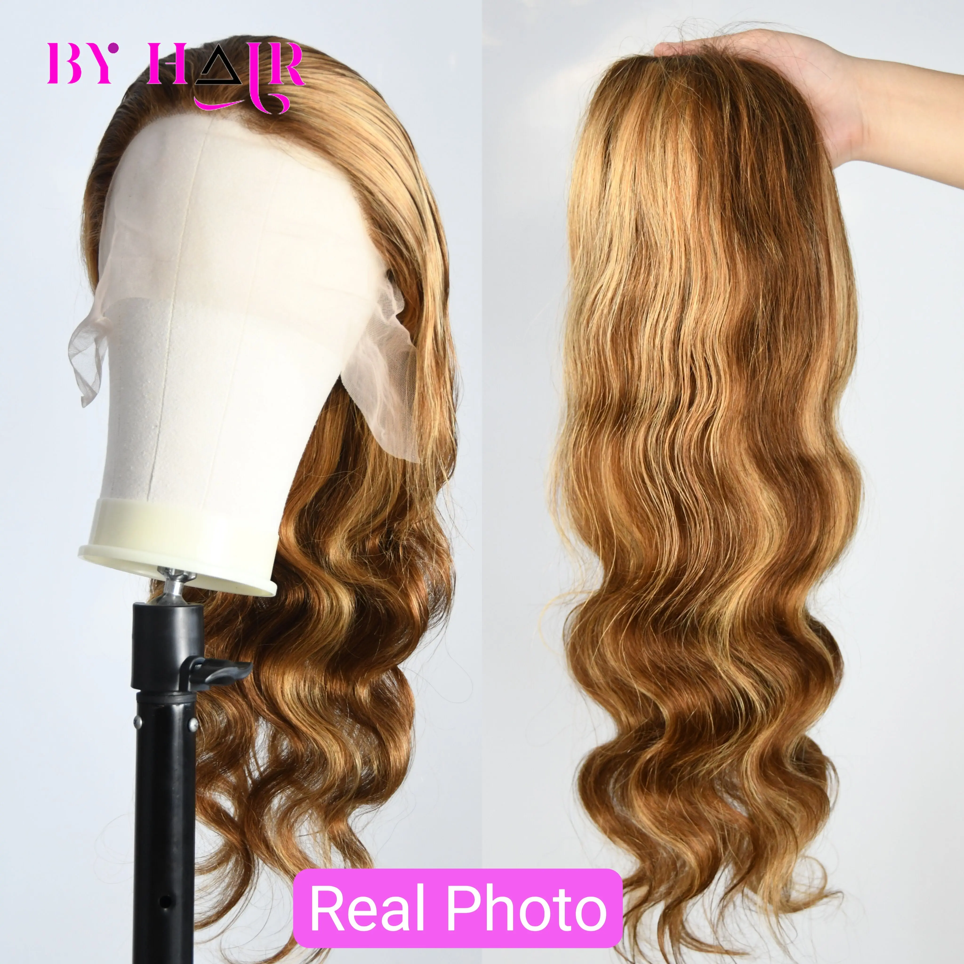 30 32 Inch Honey Blonde Colored Highlight Human Hair Wigs Brazilian Body Wave Lace Front Wigs 13x4 Transparent Lace Frontal Wigs