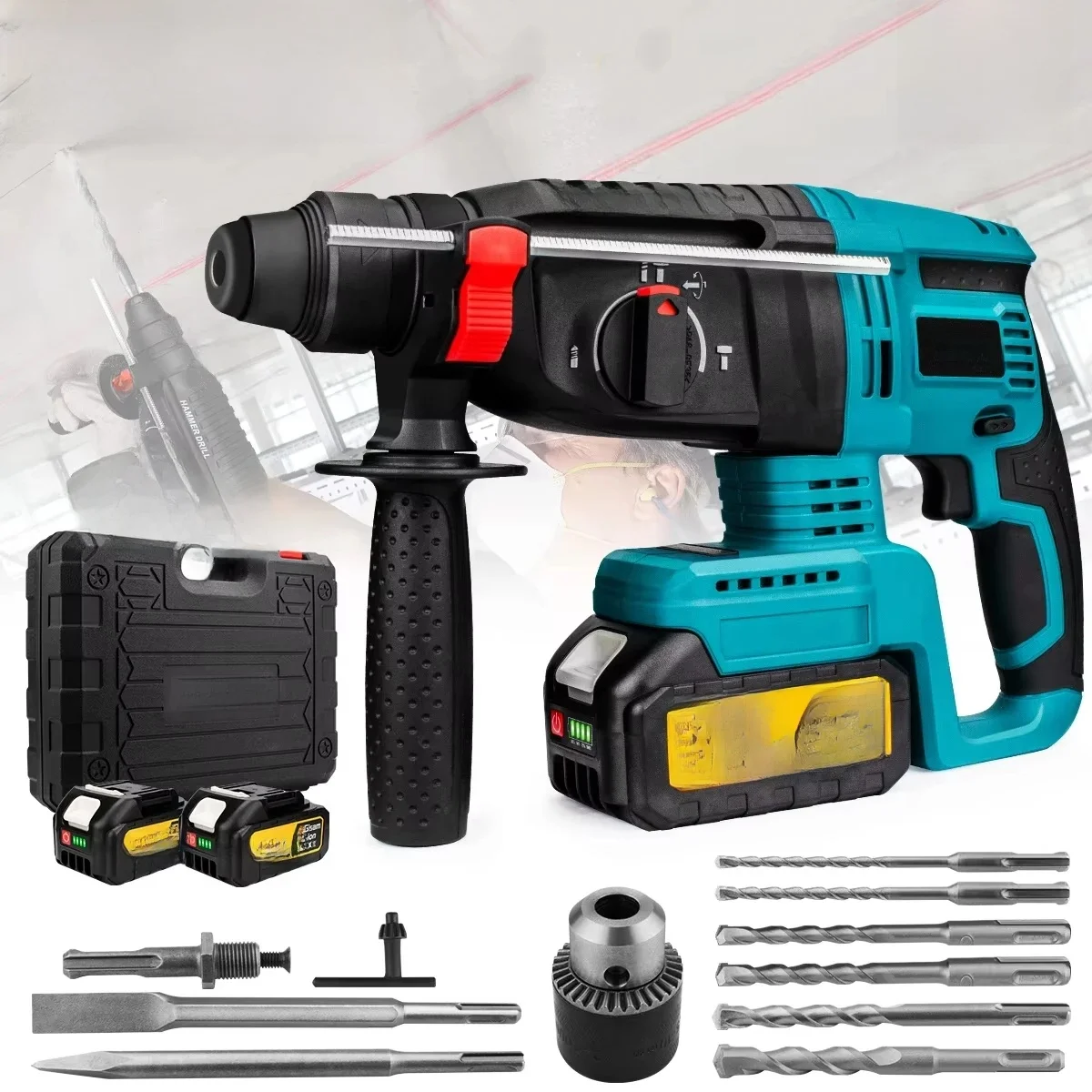 GΣ 26 mm borstelloze elektrische boorhamer Multifunctionele boorhamer Draadloze klopboormachine voor Makita 18V batterijpin - afbeelding 2