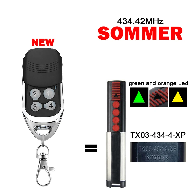 

Newest SOMMER TX03 434 4 XP Garage Door Remote Control 434.42MHz Replace SOMMER 4013 4014 4022 434MHz Gate Opener Command