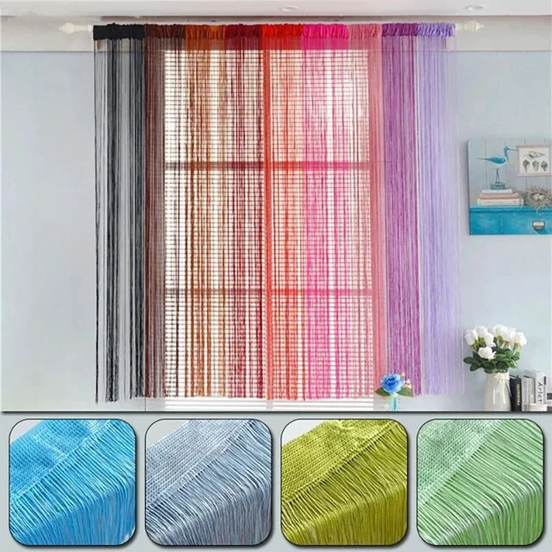 Rideaux de ligne de fil multicolore pour salon, porte, mur, panneau de fenêtre, rideaux à pampilles, décoration de fenêtre de chambre à coucher, 1x2m