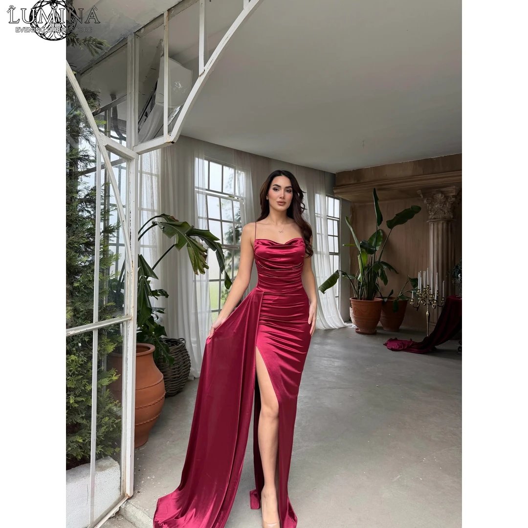 

Lumina Satin Evening Dresses Wedding Guest Dress Woman Fishtail Skirt Elegant Bridesmaid Party Dress Custom Made Slit Prom 2026