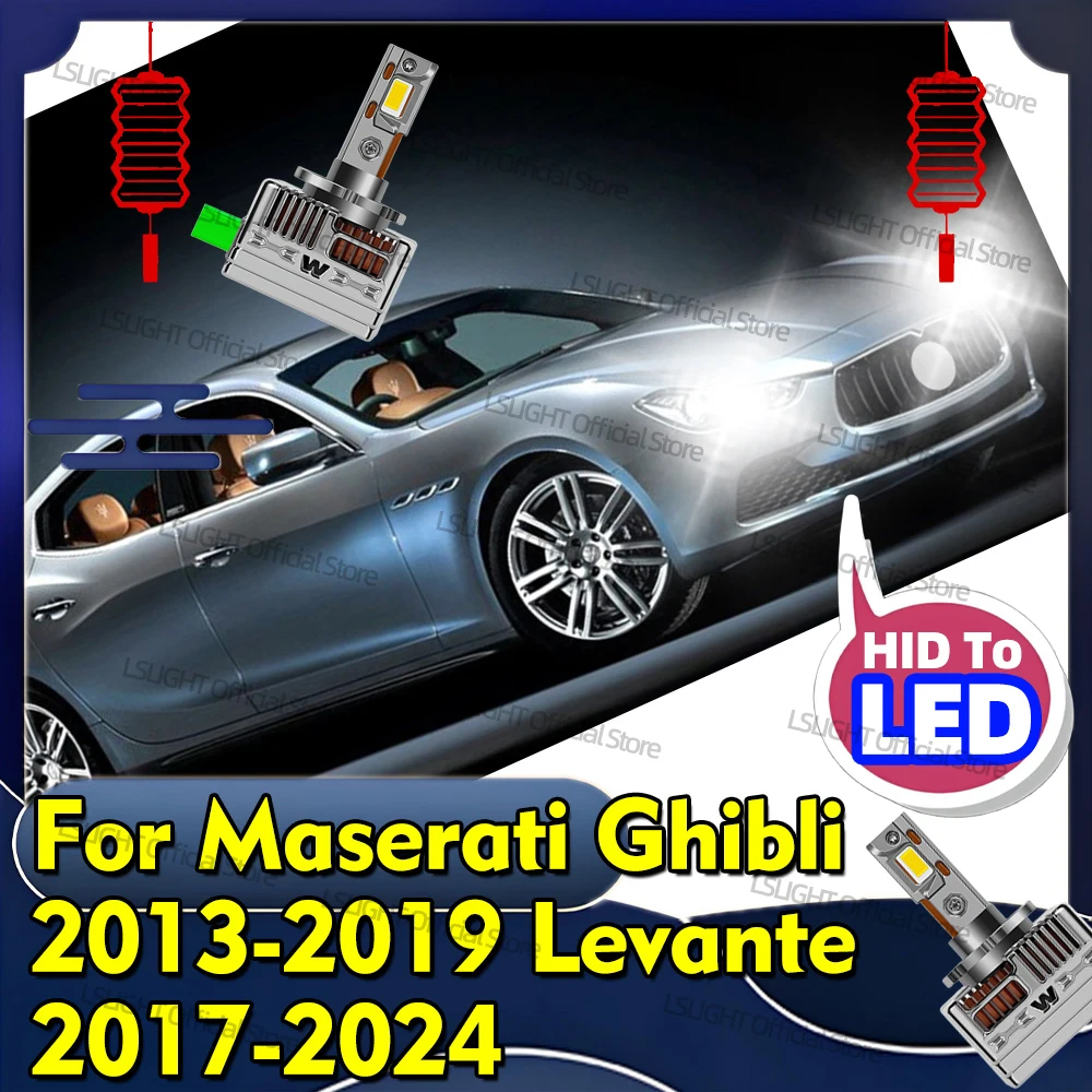 2x LED Headlight D3S D3R Bulbs 30000LM Copper Tube For Maserati Ghibli 2013-2019 Levante 2017-2024 Quattroporte GT Mk6 2014-2018