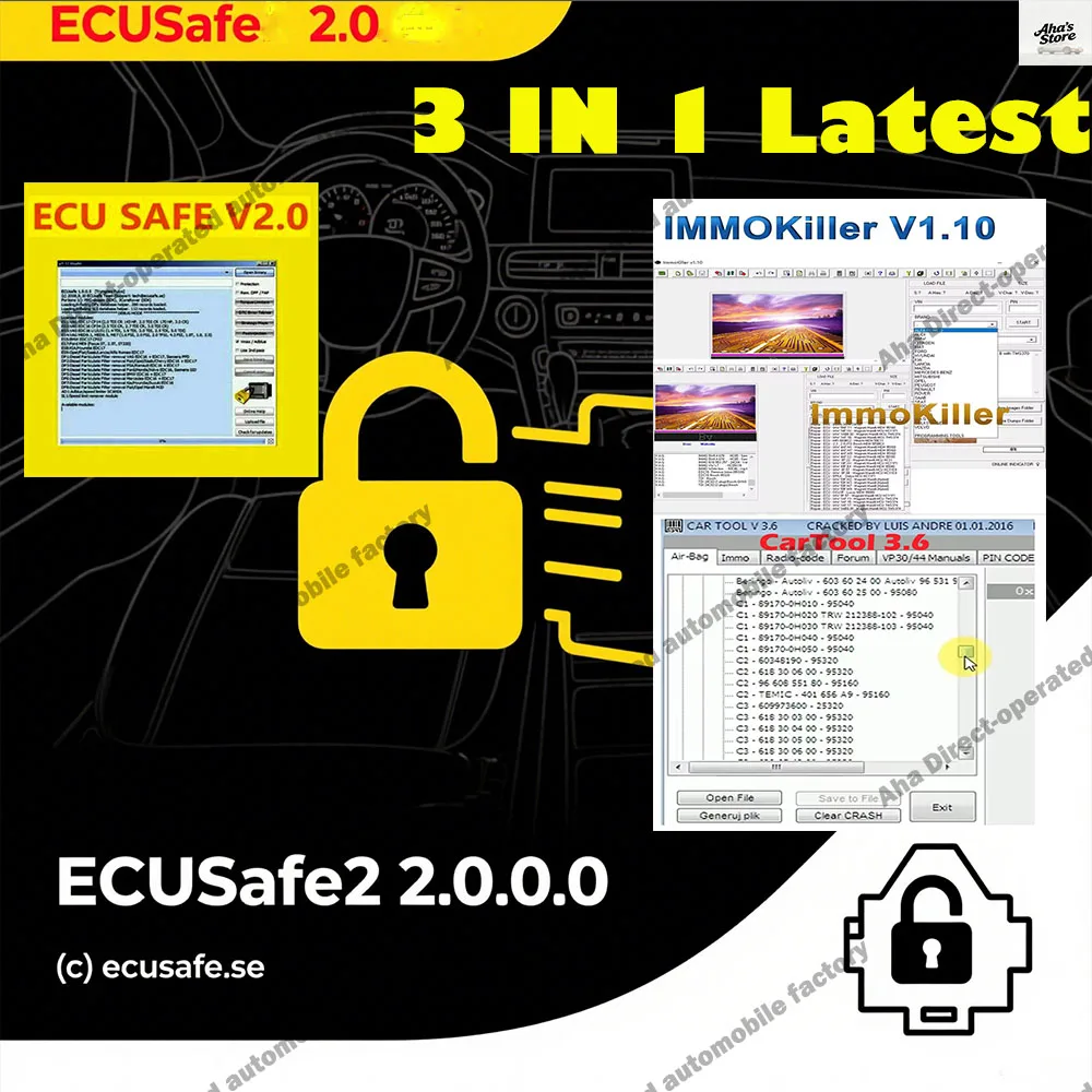 

ECUSafe 2.0 obd2 scanner Car accessories Diagnostic Tool For Car and Trucks for ecu programming + ImmoKiller v1.1 IMMO Software