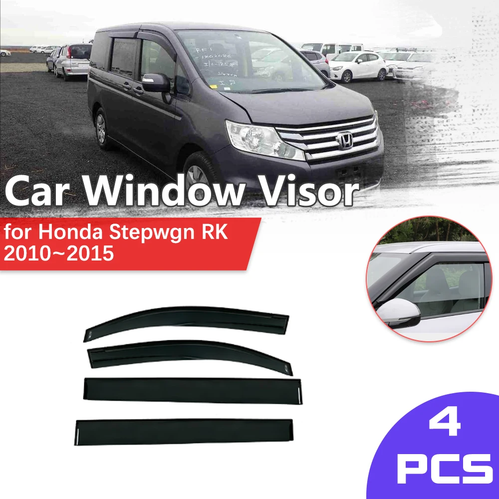 Car Window Visor for Honda Stepwgn RK 2010~2015 Shelter Rain Sun Eyebrow Vent Awning Smoke Deflector Guard Trim Cover Accessorie