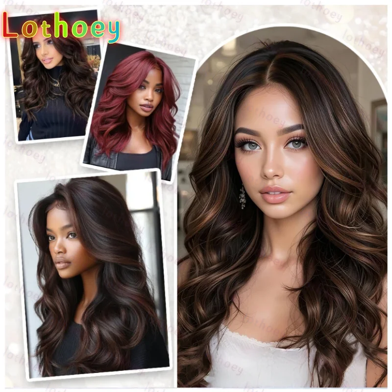Parrucca anteriore in pizzo a onda del corpo per donne nere Parrucca cosplay a strati ondulati con capelli da bambino