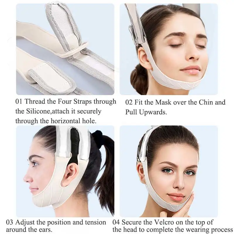 حزام رفع الوجه سيليكون القابل لإعادة الاستخدام ، مزيل الذقن المزدوج ، تقليل خط الخامس ، حزام الذقن ، التفاف التخسيس الوجه