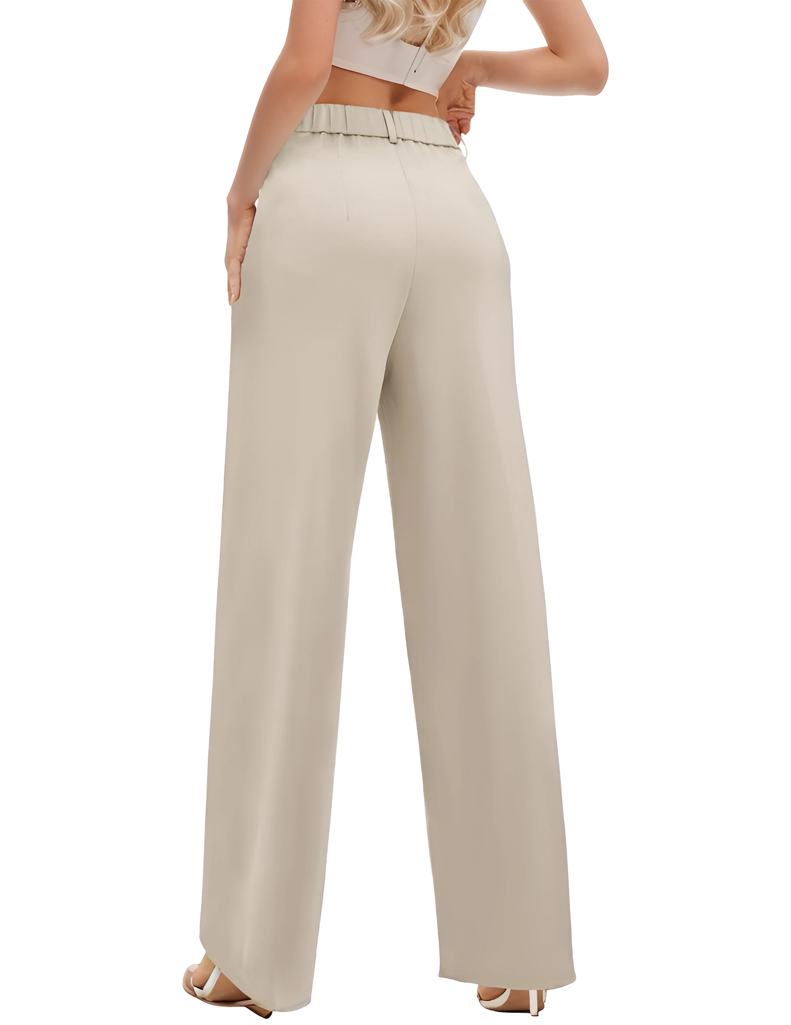 Women Business Trousers High Waist Wide Leg Straight Long Work Trousers Dress Pants Business Casual Long Pants With Pockets