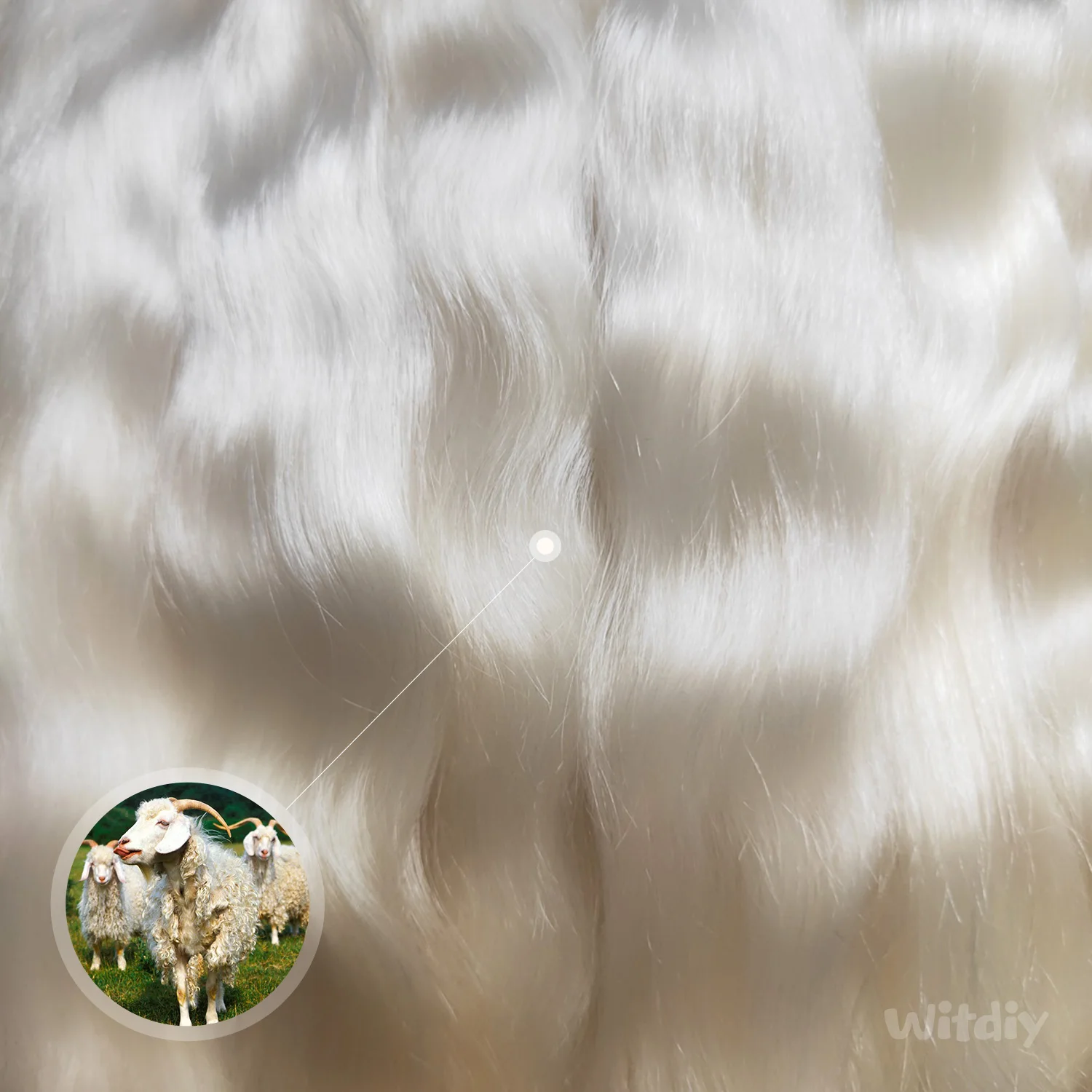 Witdiy pure natural handmade real mohair natural wig straight hair / reborn doll / Bryce / OB / BJD / 25-30cm / soft and realist