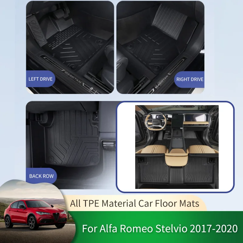 Auto TPE Full Surround Waterproof Non-slip Floor Mats Protective Liner Foot Carpet for Alfa Romeo Stelvio 2017~2023 Accessories