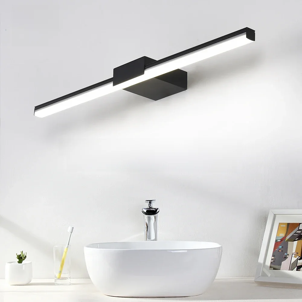 Led Wandlamp Badkamer Vanity Light 40cm 55cm AC85 - 265V Binnen Moderne Wandkandelaars Spiegel Wandlampen Zwart Wit - afbeelding 2