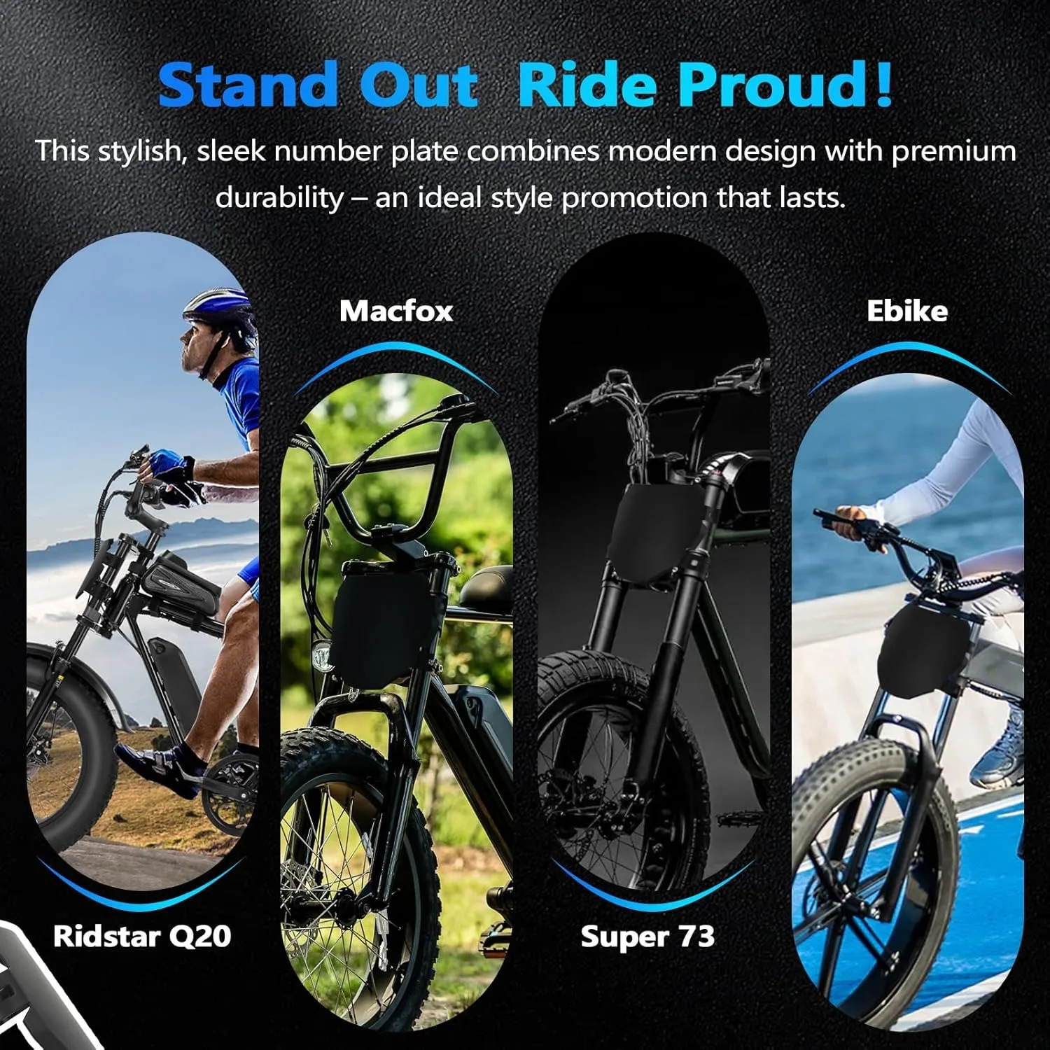 لوحة أرقام الدراجة الكهربائية E لوحة أمامية للدراجة متوافقة مع Ridstar Q20 Super 73 S1 S2 Y1 RX Macfox X1S X1S X X2 Commuter E #6