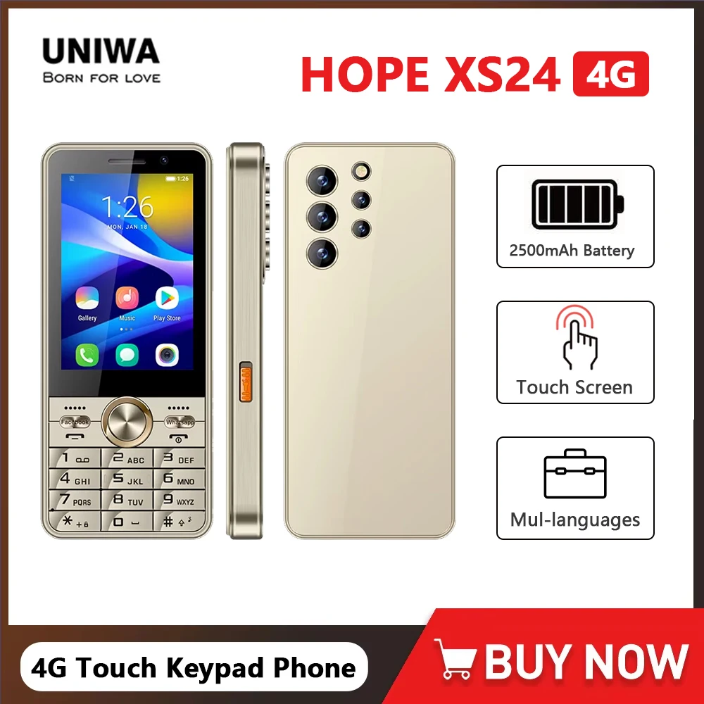 【セール中】UNIWA HOPE XS24 4Gタッチスクリーンキーパッド搭載Android 8.1デュアルSIMカードクアッドコア3.5インチ2GB+16GB 2500mAh携帯電話 Whatsapp GPS対応