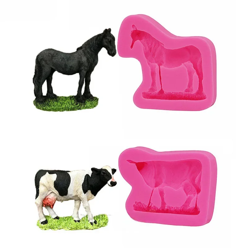 Forma do krowy, forma do zwierząt gospodarskich - forma silikonowa dla koni, glina polimerowa z żywicy kremowej, gumka silikonowa Mustang Pony elastyczna forma bezpieczna dla żywności — zdjęcie 2