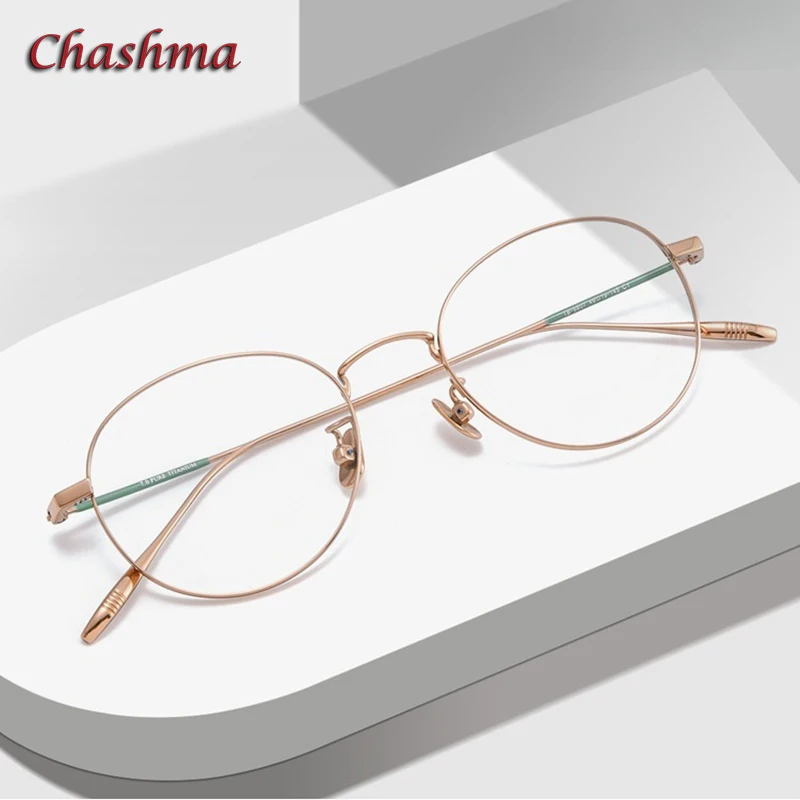 Chashma Prescription Glasses Women Round Fashion Elegant Optical Eyewear High End Ultra Light Pure Titanium Men Gafas Frames