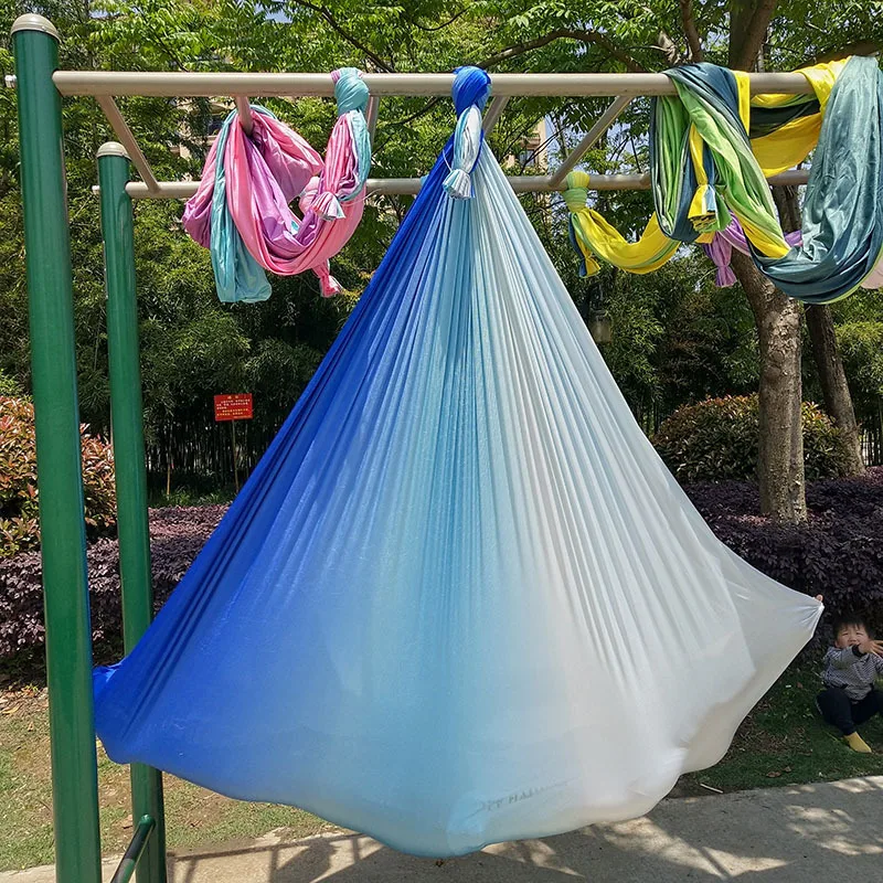 Gradient Color Yoga Flying Hammock Swing Aerial-Yoga Hammock Silk Fabric Only Or  Carabiner & Daisy Chain (5m x 2.8m)