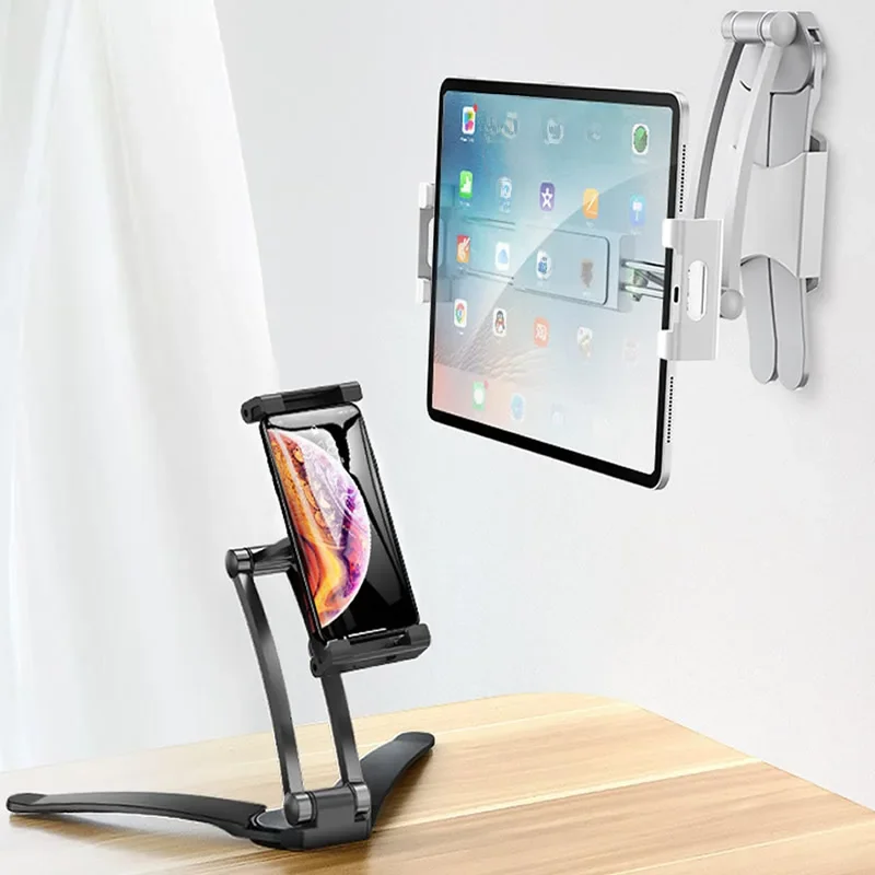 Aluminiowy, składany, regulowany uchwyt na telefon/tablet do kuchni, na biurko, do urządzeń o przekątnej 5-13 cali, kompatybilny z iPad Pro 12.9 — zdjęcie produktu 7