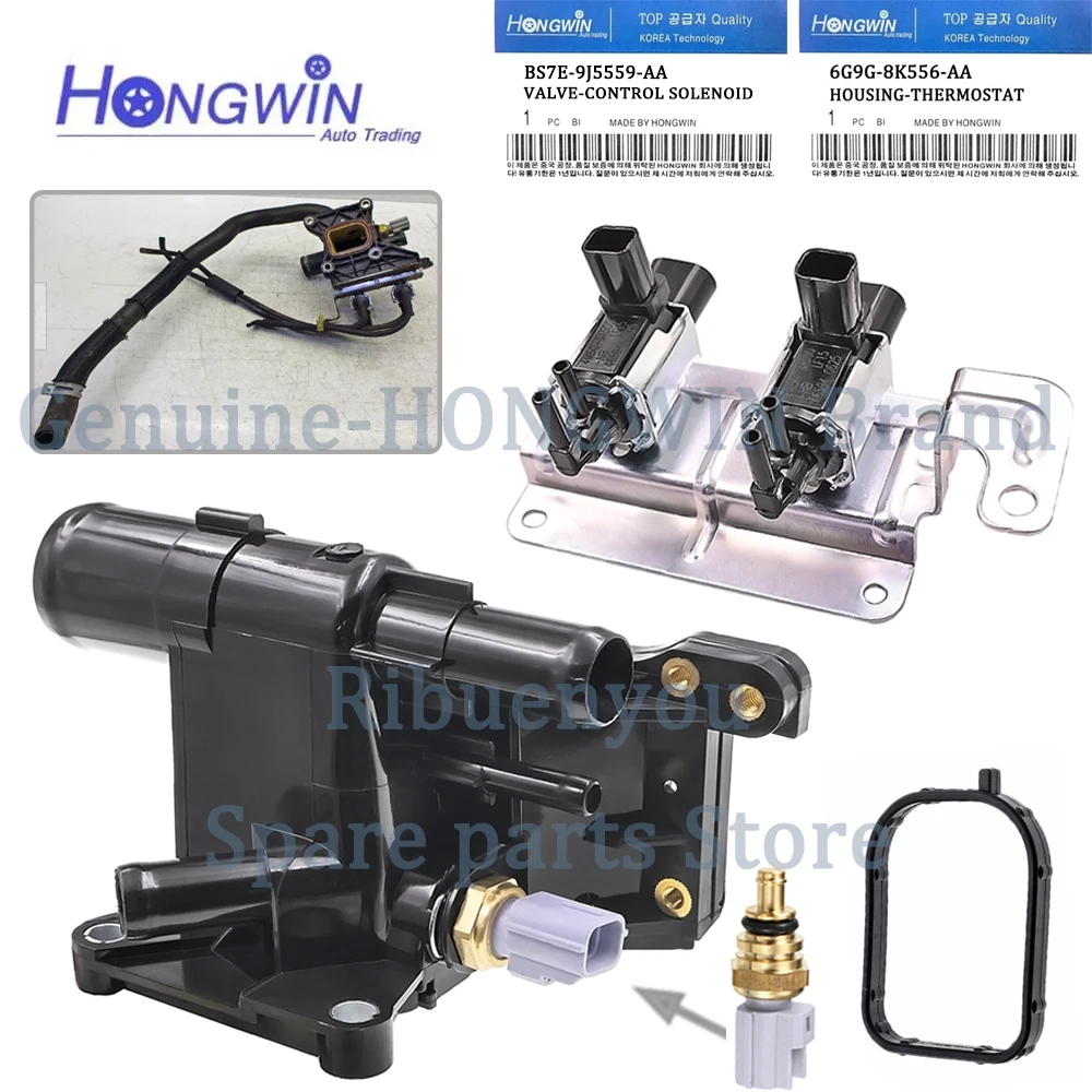Válvula de salida de agua del termostato de refrigeración para Focus Mk2 c-max Fusion 2010-2014 Volvo C30 V50 4M5G9J559NB BS7E9J559AA 6G9G-8K556-AA