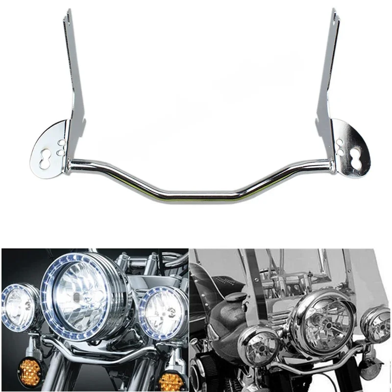 Motocykl stal chromowana przechodząc lampa pomocnicza z kolei światła przeciwmgielne Bar montażu uchwyt do harleya Road King FLHR 1994-2013 niestandardowe — zdjęcie 2