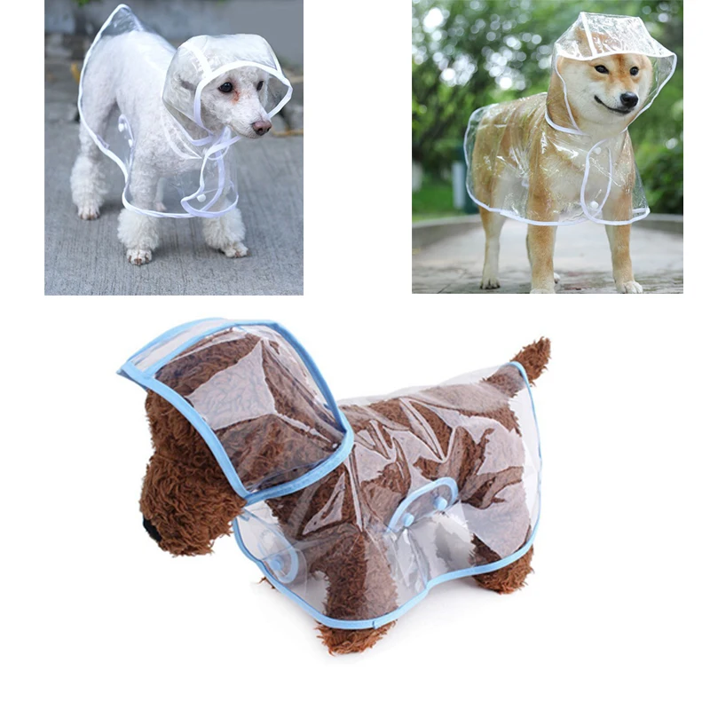 Pet Dog Raincoat Puppy Transparent Rainwear Pet Hooded Waterproof Jacket Clothes Soft PVC Raincoat Suitable For Small Dogs