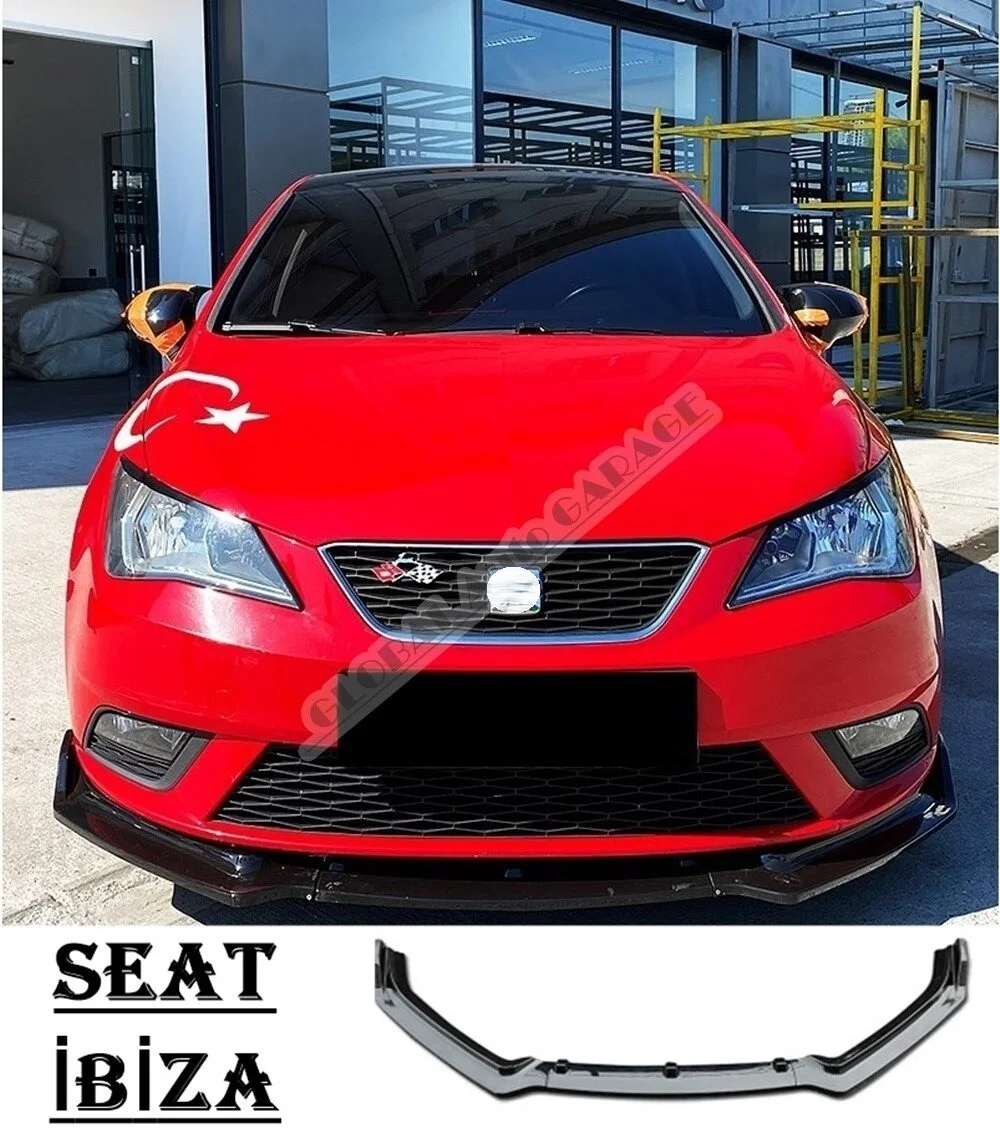 For  Seat Ibiza Front Bumper Attachment Lip 2008-2017 Piano Glossy Black Splitter Diffuser Universal Spoiler Bumper Mud Flaps