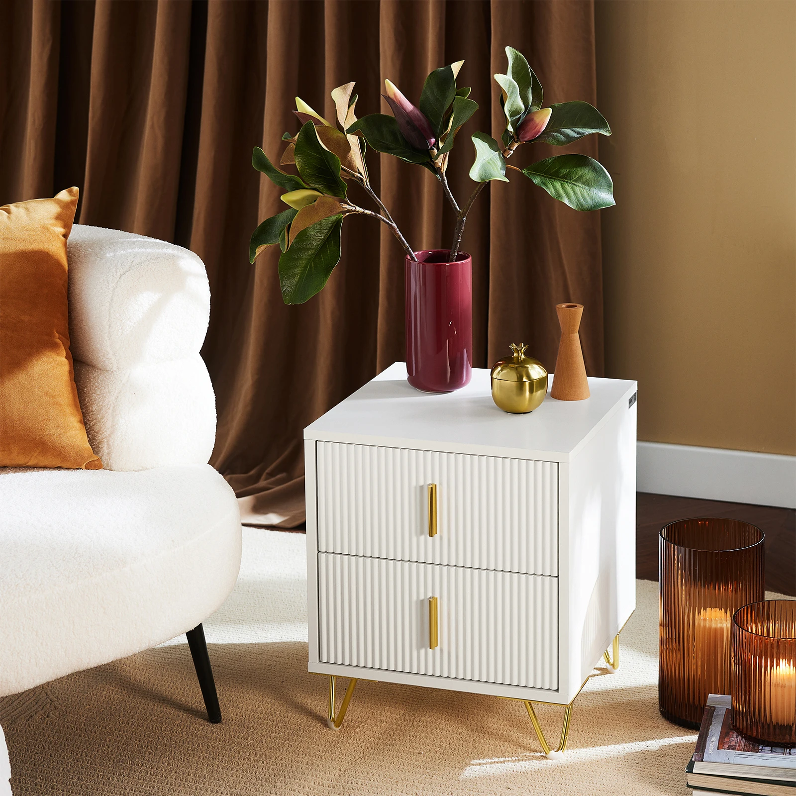 SoBuy FBT115 table de chevet à 2 tiroirs pour boîte lit à ressorts table de canapé table d'appoint table de téléphone table de chevet