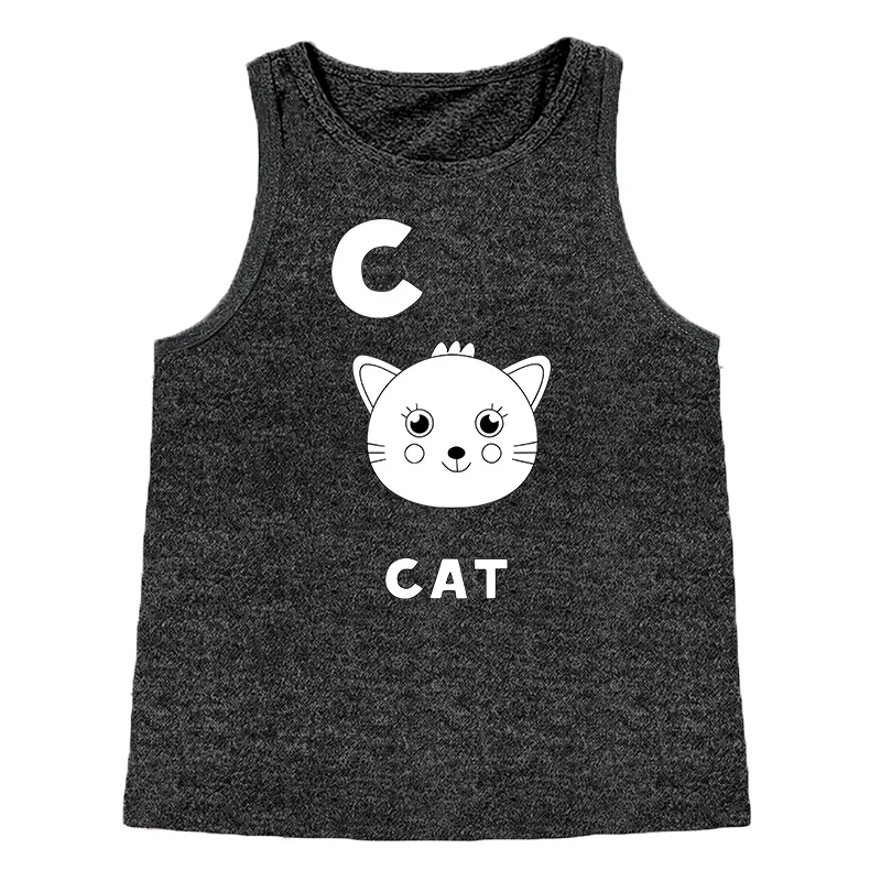 Animal Cat Face Pattern Women's Safety Tank Top Loose O Neck Sleeveless Casual Tank Top Women's Clothing