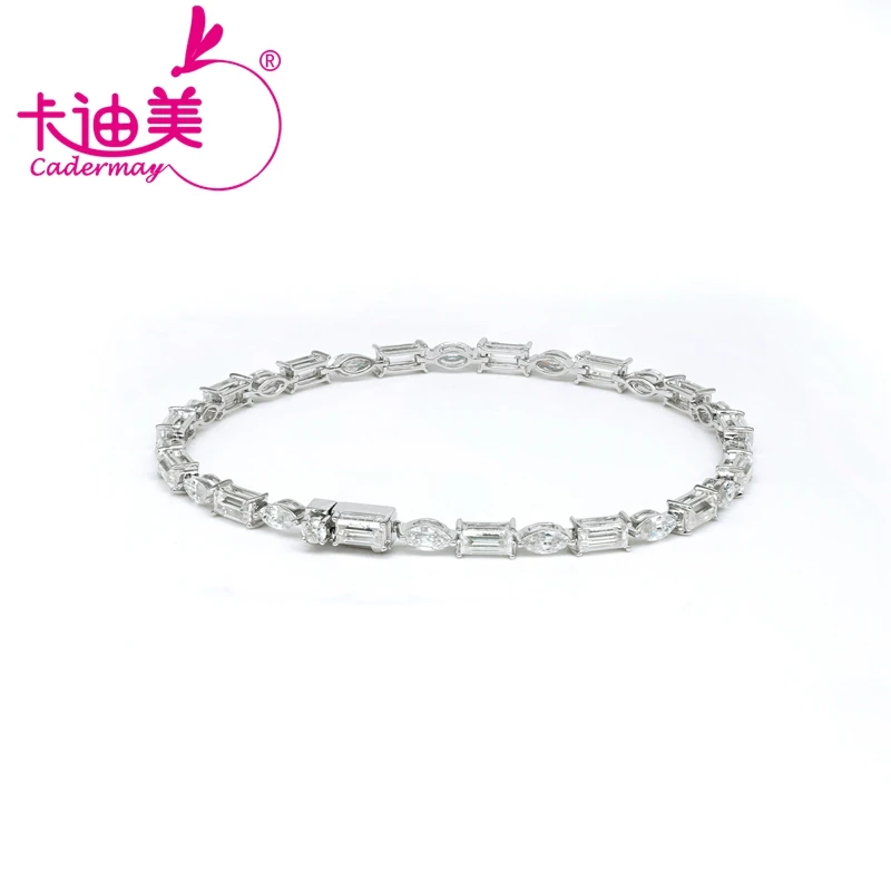 

CADERMAY Customized Smart Jewelry 100% S925 Silver Rectangle Shape Moissanite D VVS Diamond Fine Bracelet Anniversary For Women