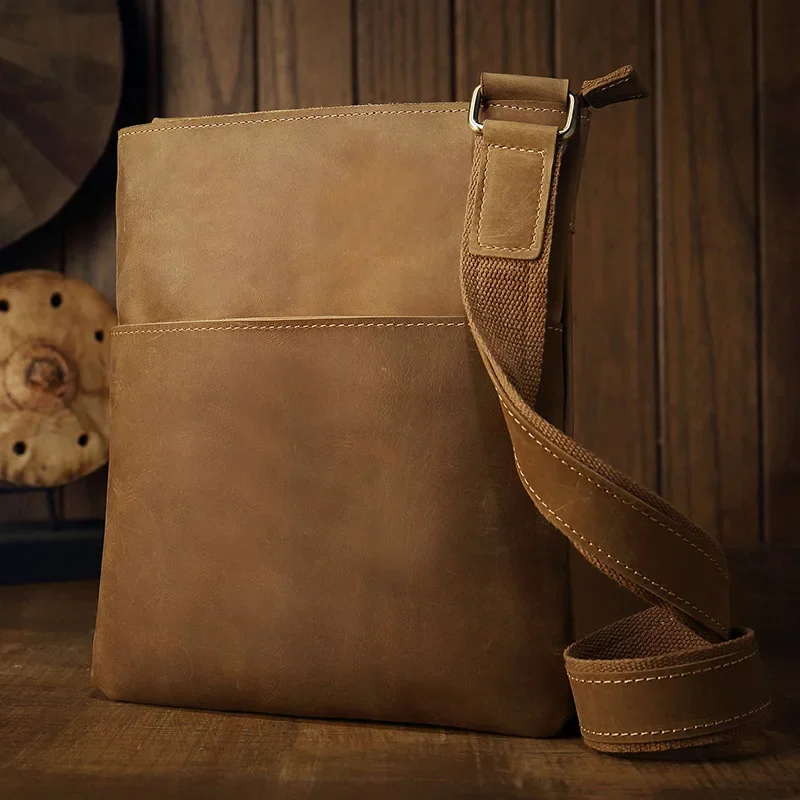 Luufan prosta konstrukcja męska torba kurierska skóra Crazy Horse torba na ramię walizka biznesowa torba Crossbody męska codzienna torba do pracy — zdjęcie 2