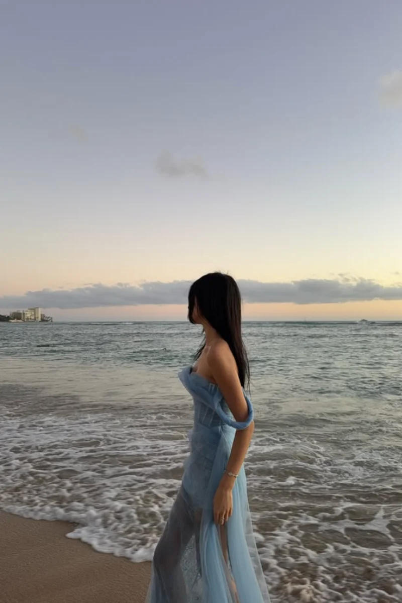 Jessica princesse bleu robes De soirée tissu transparent robes De bal hors épaule femmes occasion formelles robes De soirée robes De Gala