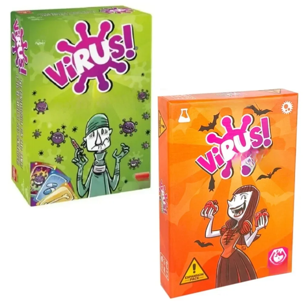 O jogo de tabuleiro contagiosamente divertido para a família, vírus 1, 2, 3, espanhol, inglês,