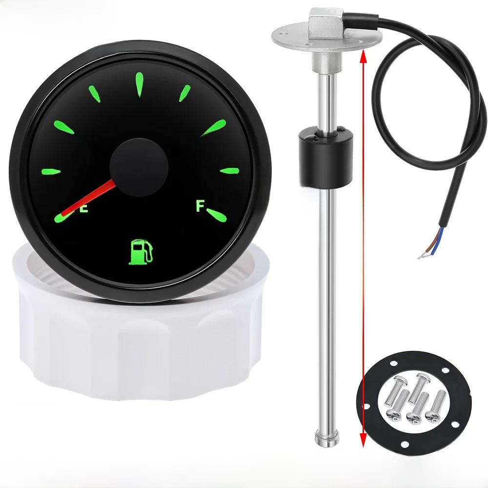 Capteur de flotteur de carburant 0-190 ohm + jauge de niveau de carburant 52mm, lumière 7 couleurs, étanche IP67, indicateur de réservoir d'huile, voiture Yacht 12V 24V