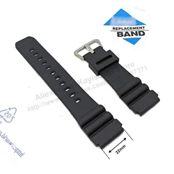 22mm Black Rubber Watch Band / Strap compatible Casio MQD-3000W , AQ600CW ,  WVQ-142 , MWA-200 , AD-520