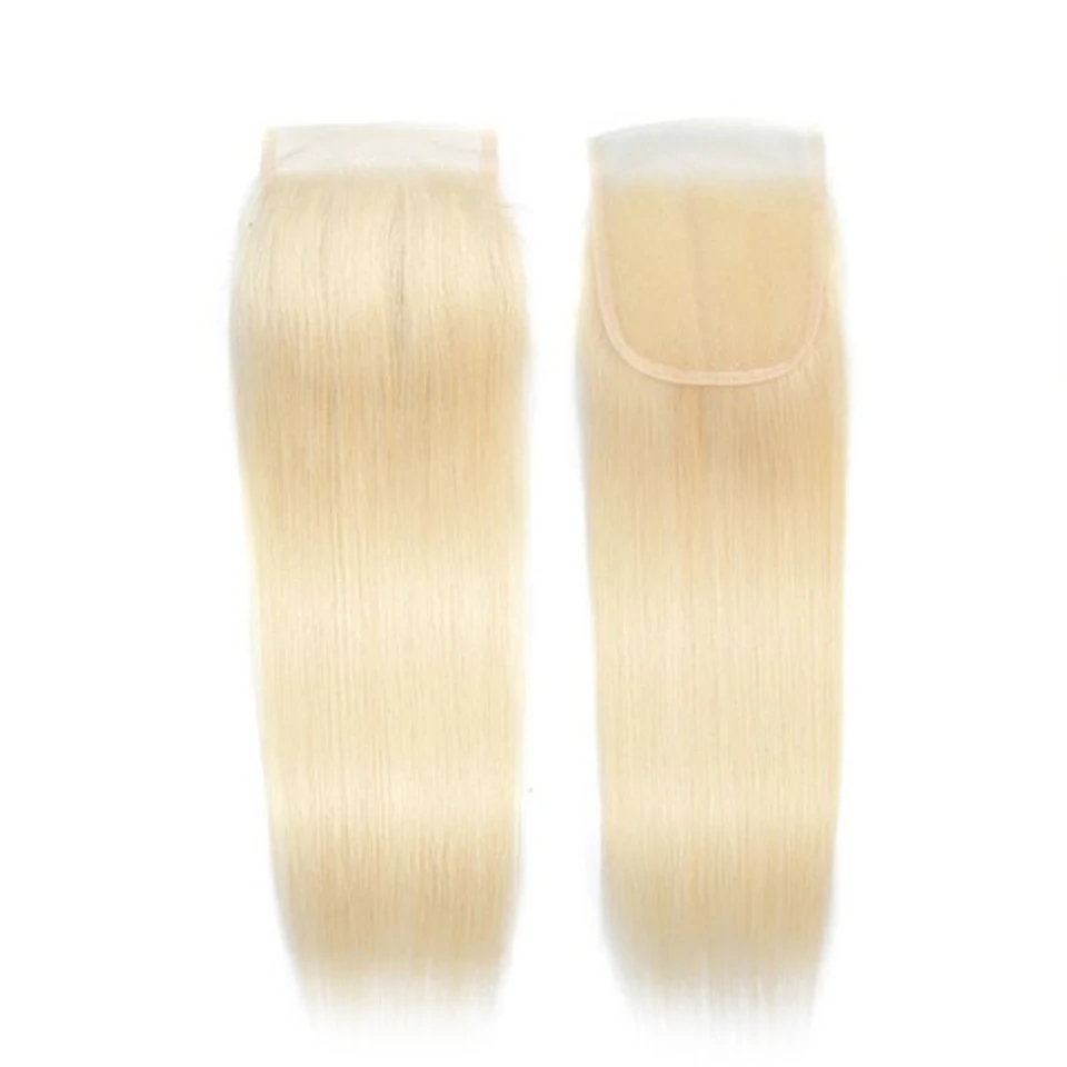 613 Blonde Straight 4x4 Top Lace Closure Straight Human Hair Closure Brazilian Straight Lace Closure Straight Lace Closure