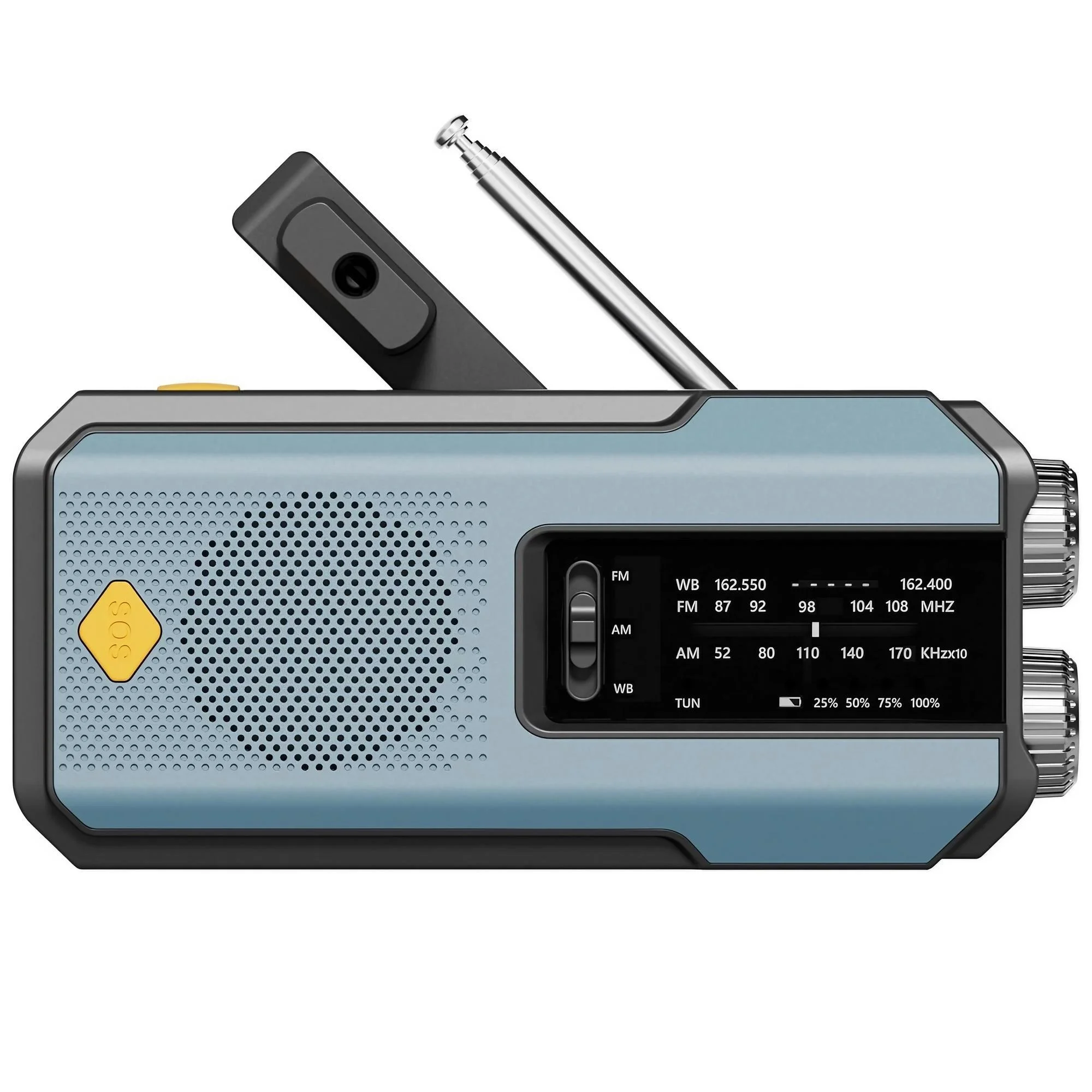 Weerradio Multifunctionele noodradio FM AM WB Handslinger Solar USB Opladen 2000mAh Power Bank LED-zaklamp Zaklamp