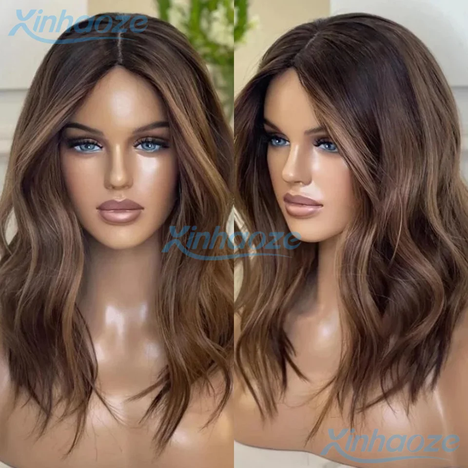 Balayaga Echthaar # 4/6 Highlight Body Wavy 5x5 Silk Base Closure Perücken Dunkelbraun vorgezupfte brasilianische 13x6/360 Lace Front Perücke