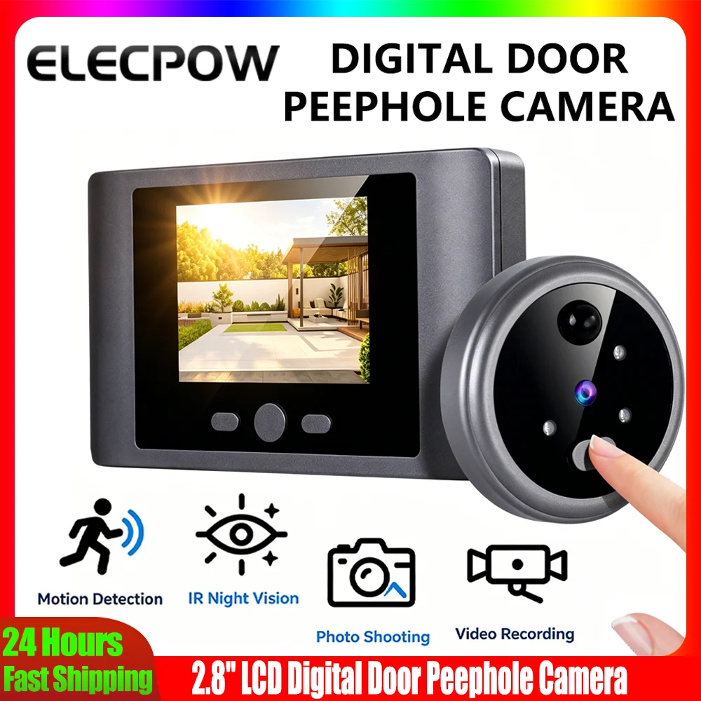 

Wireless Video Doorbell 2.8" LCD Digital Door Peephole Camera Motion Detection Night Vision Door Viewer Photo Video Recording