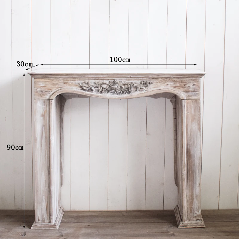 Retro Shabby Fir Wood Fireplace Mantel Pilasters Shelf Wedding Living Room Decoration