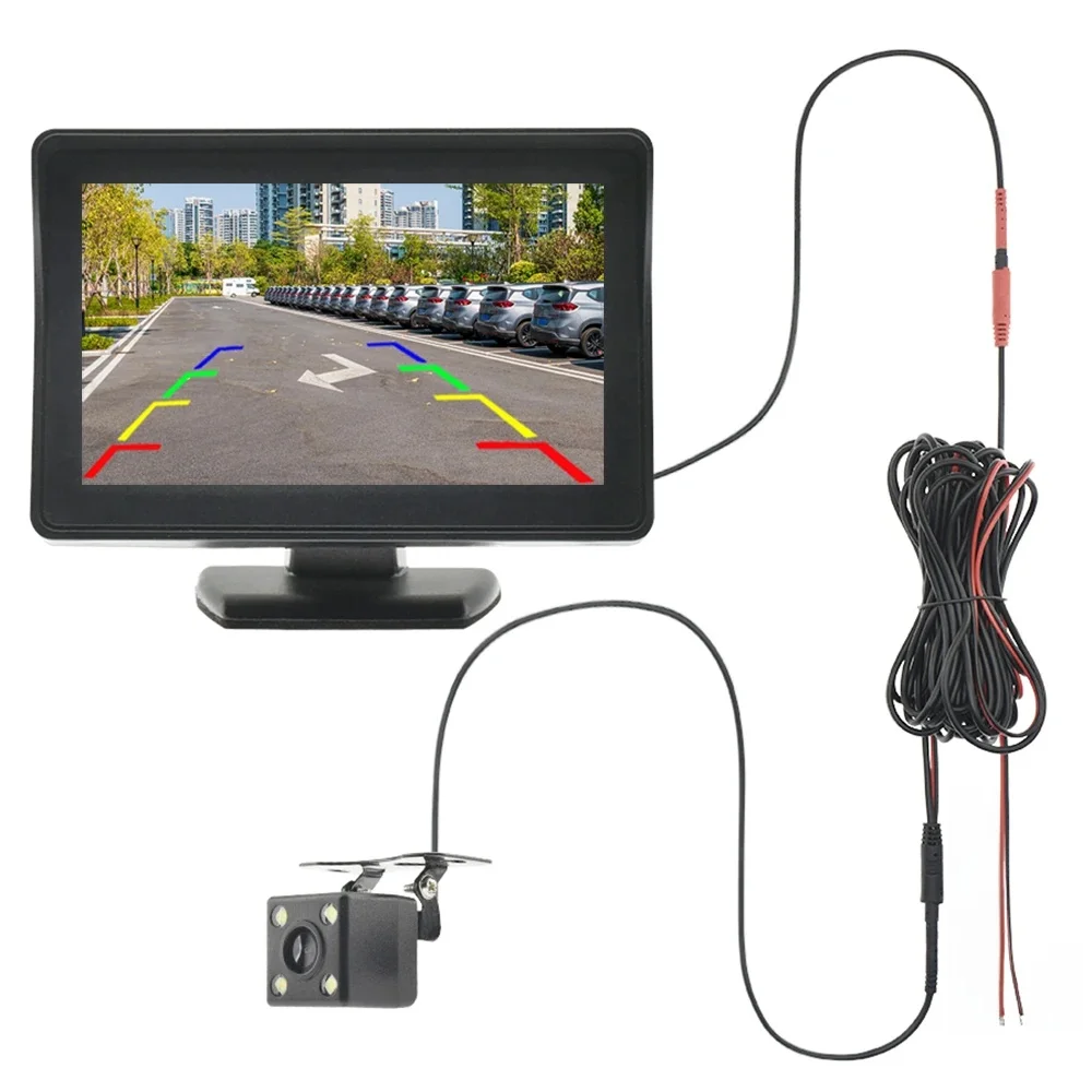 Système d'assistance rétroviseur de voiture 2 en 1, avec caméra arrière à 170 degrés et moniteur LCD TFT pour stationnement et recul, 4.3 pouces