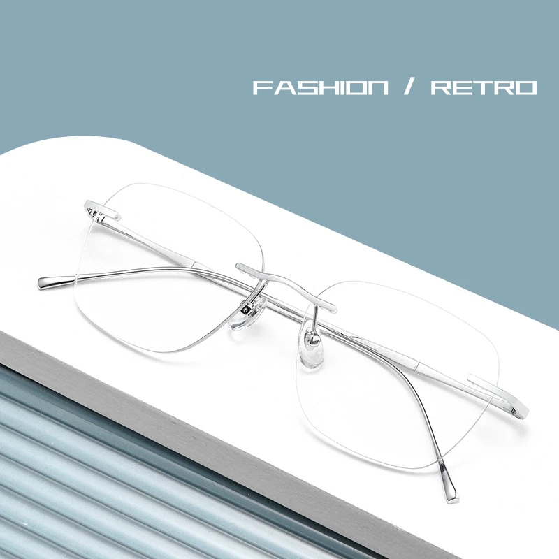 KatKani Ultra-light Fashion Luxury Frameless Glasses Retro Pure Titanium Optical Prescription Rimless Glasses for Men and Women