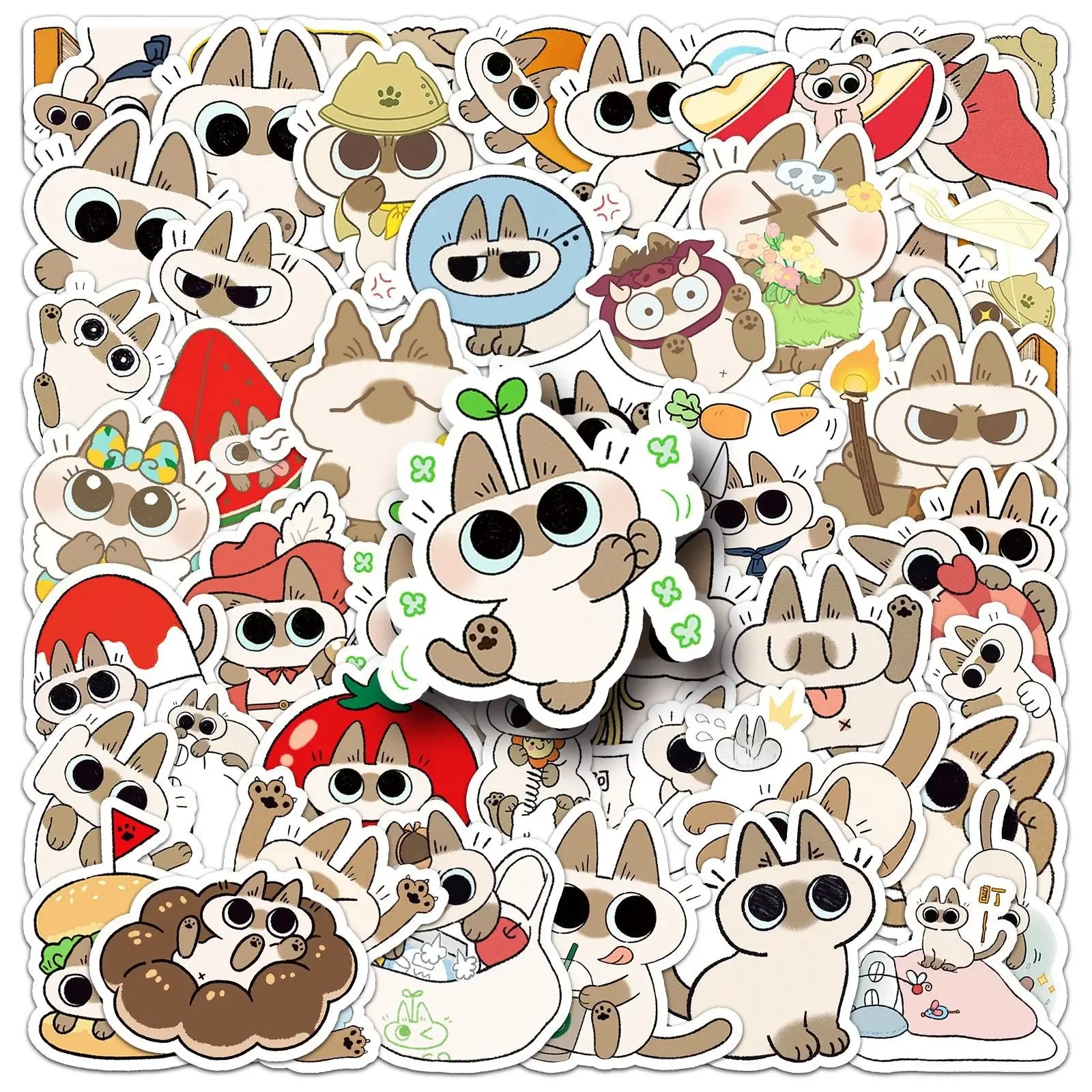 50 pièces mignon Azuki San autocollants Azuki Can chat décalcomanies pour téléphone portable valise cahier planche à roulettes autocollants imperméables