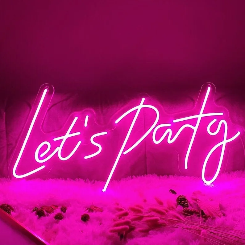 

Neon Let's Party Sign Custom LED Light ALLColours Birthday Wedding Club Acrylic Room Home Wall Decoration Romantic Personality